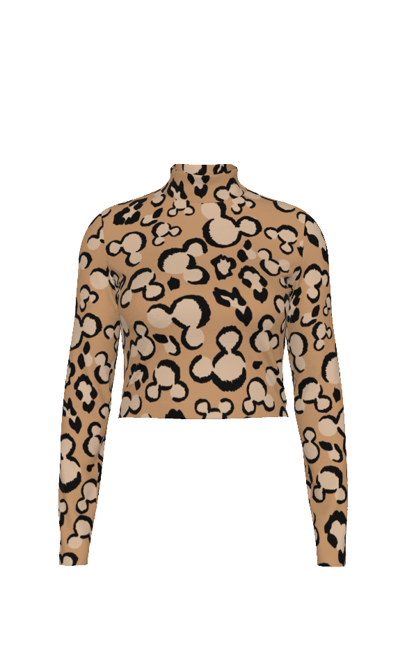 LEOPARD   - ADULT LONG SLEEVE MOCK NECK