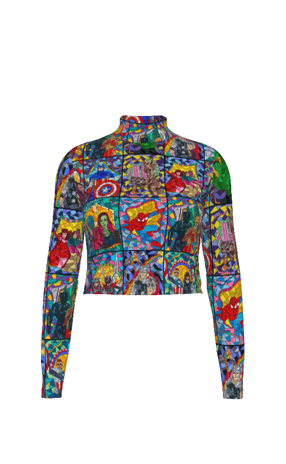 STAINED GLASS HERO  - ADULT LONG SLEEVE MOCK NECK