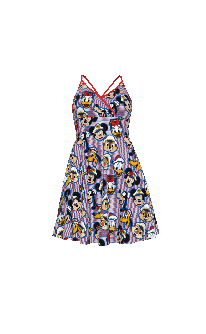 RED/BLUE SAILOR FACES - ADULT SPAGHETTI STRAP DRESS