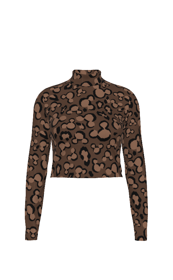 CHOCOLATE LEOPARD   - ADULT LONG SLEEVE MOCK NECK