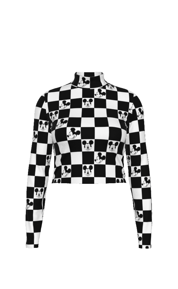 MOU SE CHECKERS  - ADULT LONG SLEEVE MOCK NECK