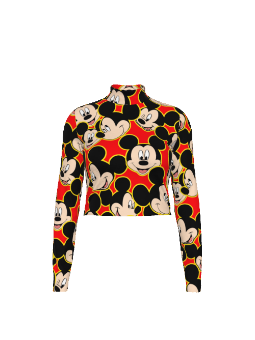 RED MOUSE FACES - ADULT LONG SLEEVE MOCK NECK