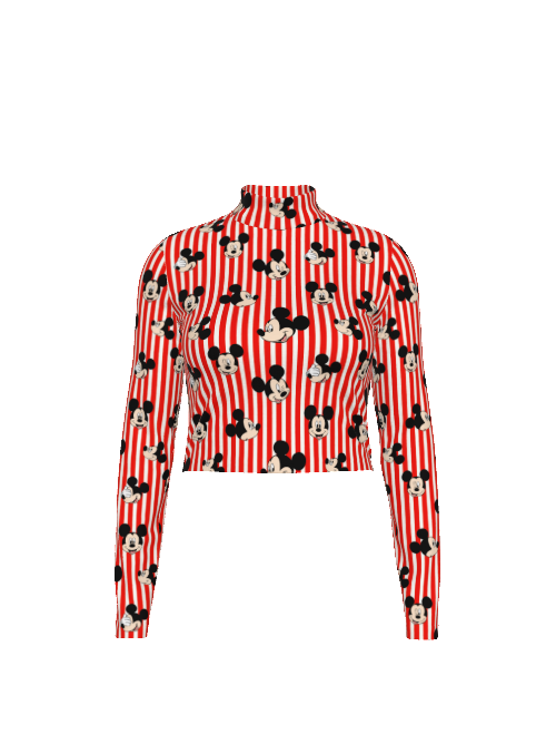 RED STRIPES MOUSE - ADULT LONG SLEEVE MOCK NECK