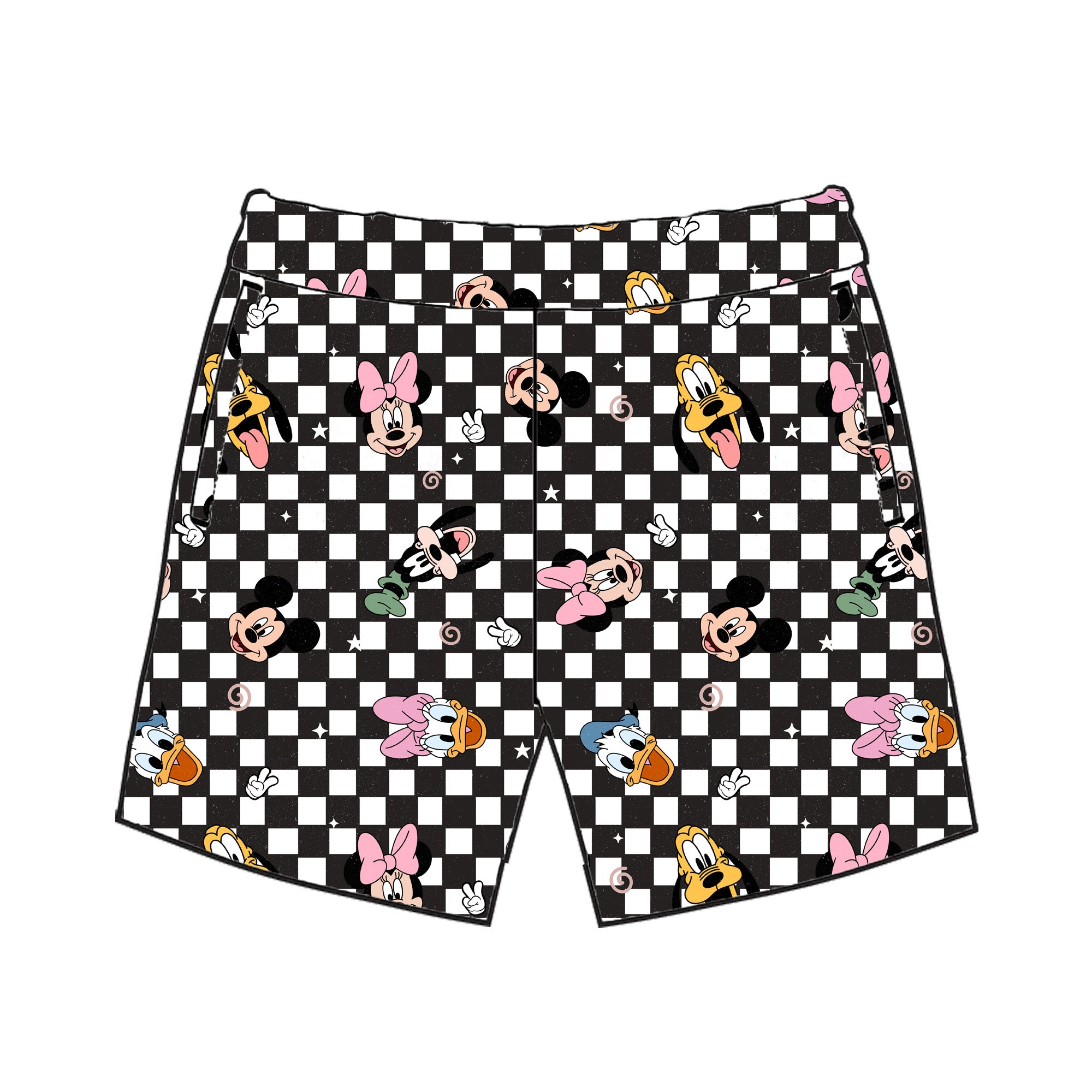 BLK/WHT FAB 5 CHECKERED - MENS SWIM TRUNKS