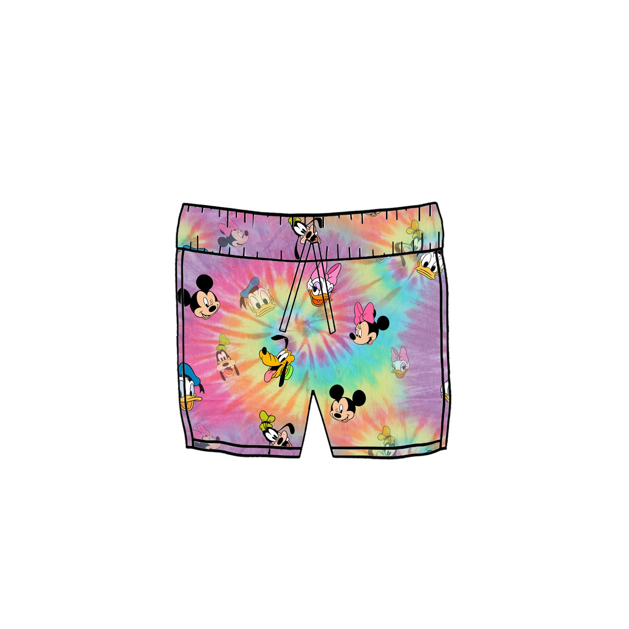 BRIGHT TIE DYE FAB 5  - KIDS SWIM SHORTS