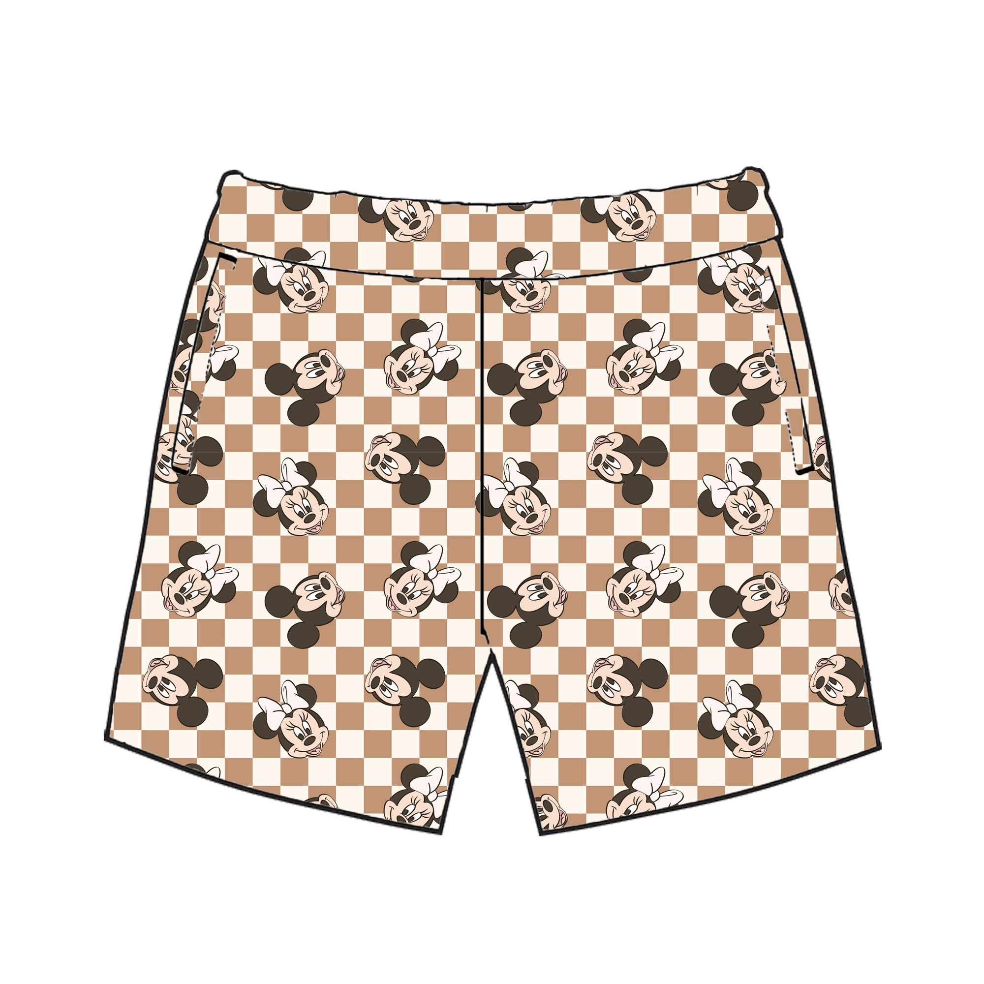 BROWN CHECKERED - MENS SWIM TRUNKS