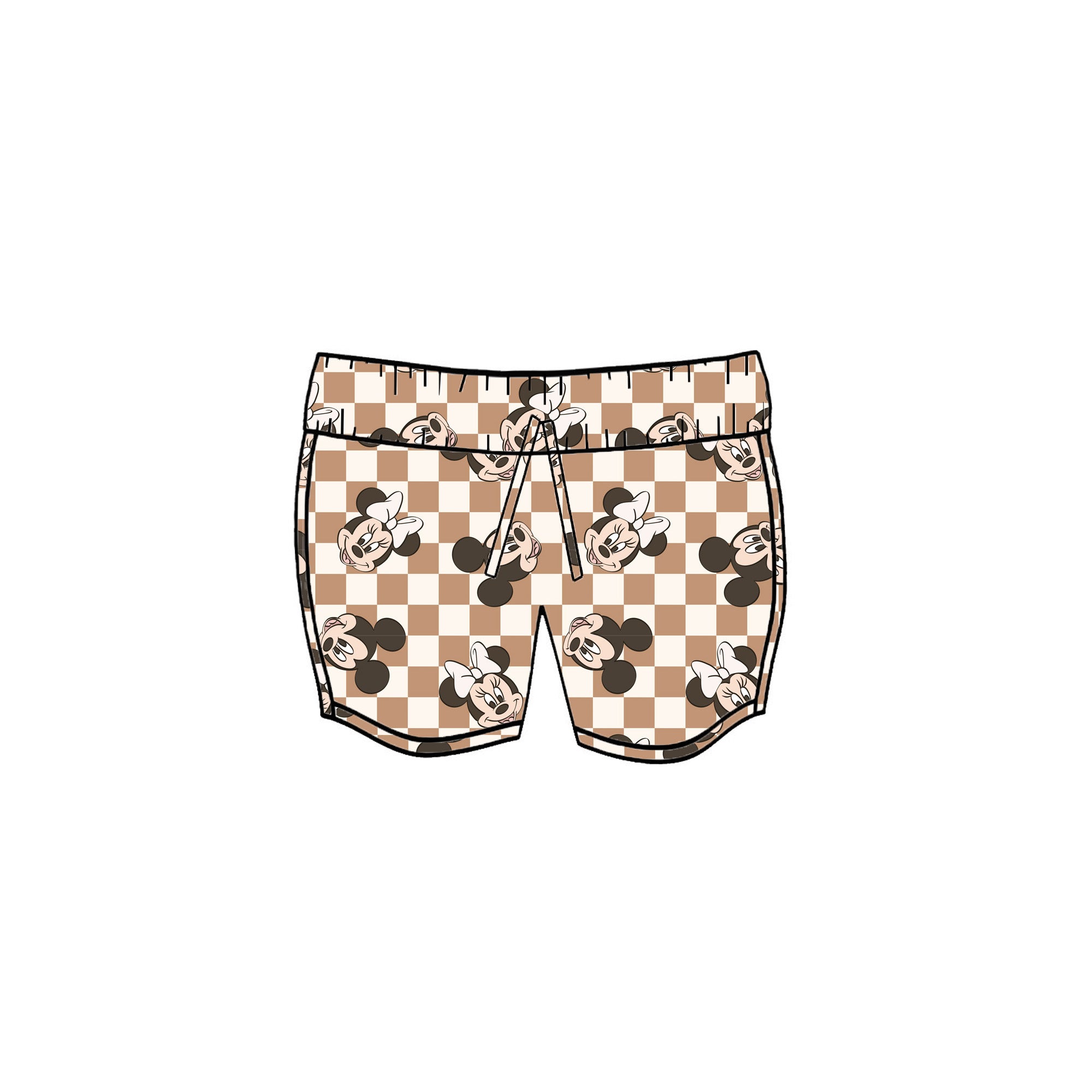 BROWN CHECKERED - KIDS SWIM SHORTS