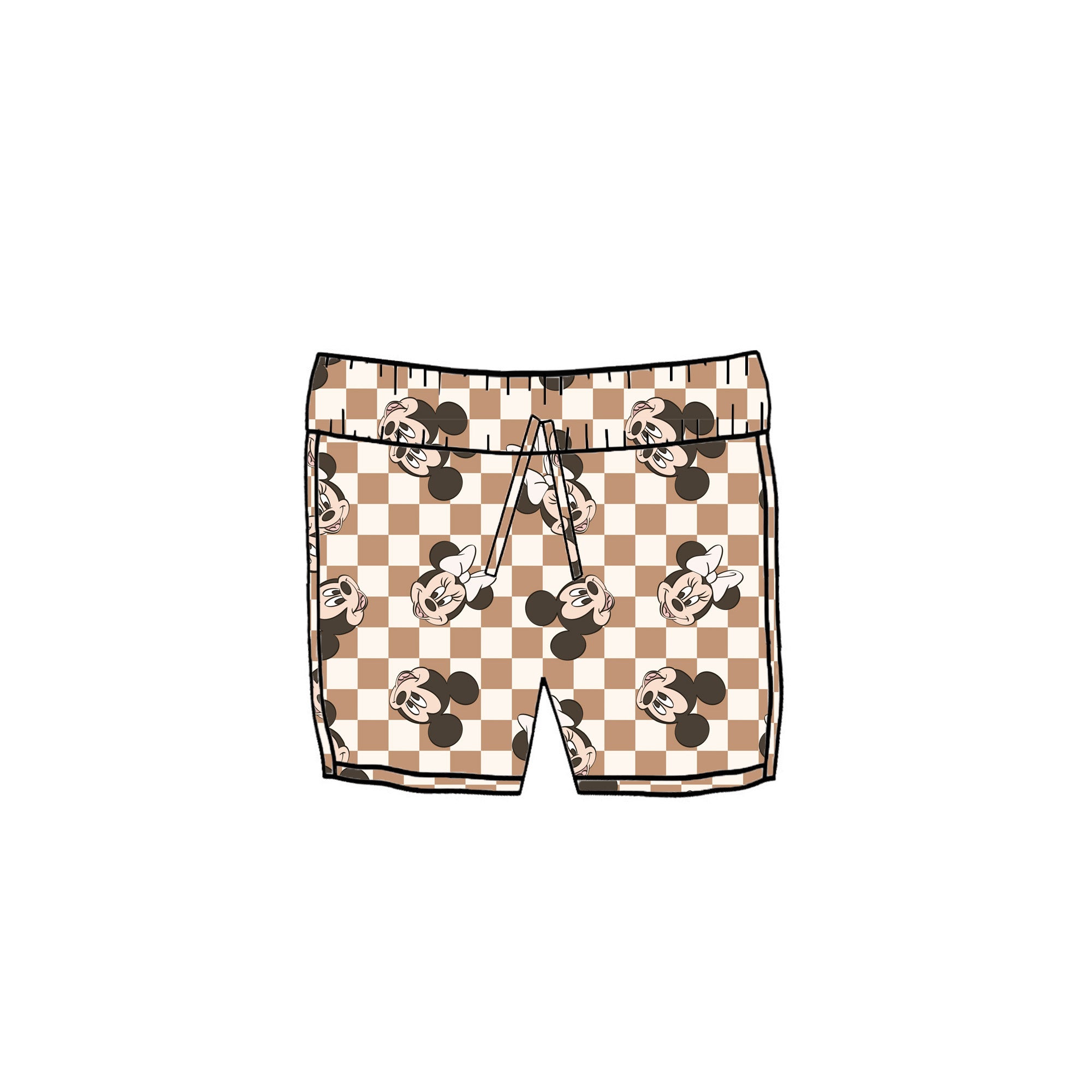 BROWN CHECKERED - KIDS SWIM SHORTS