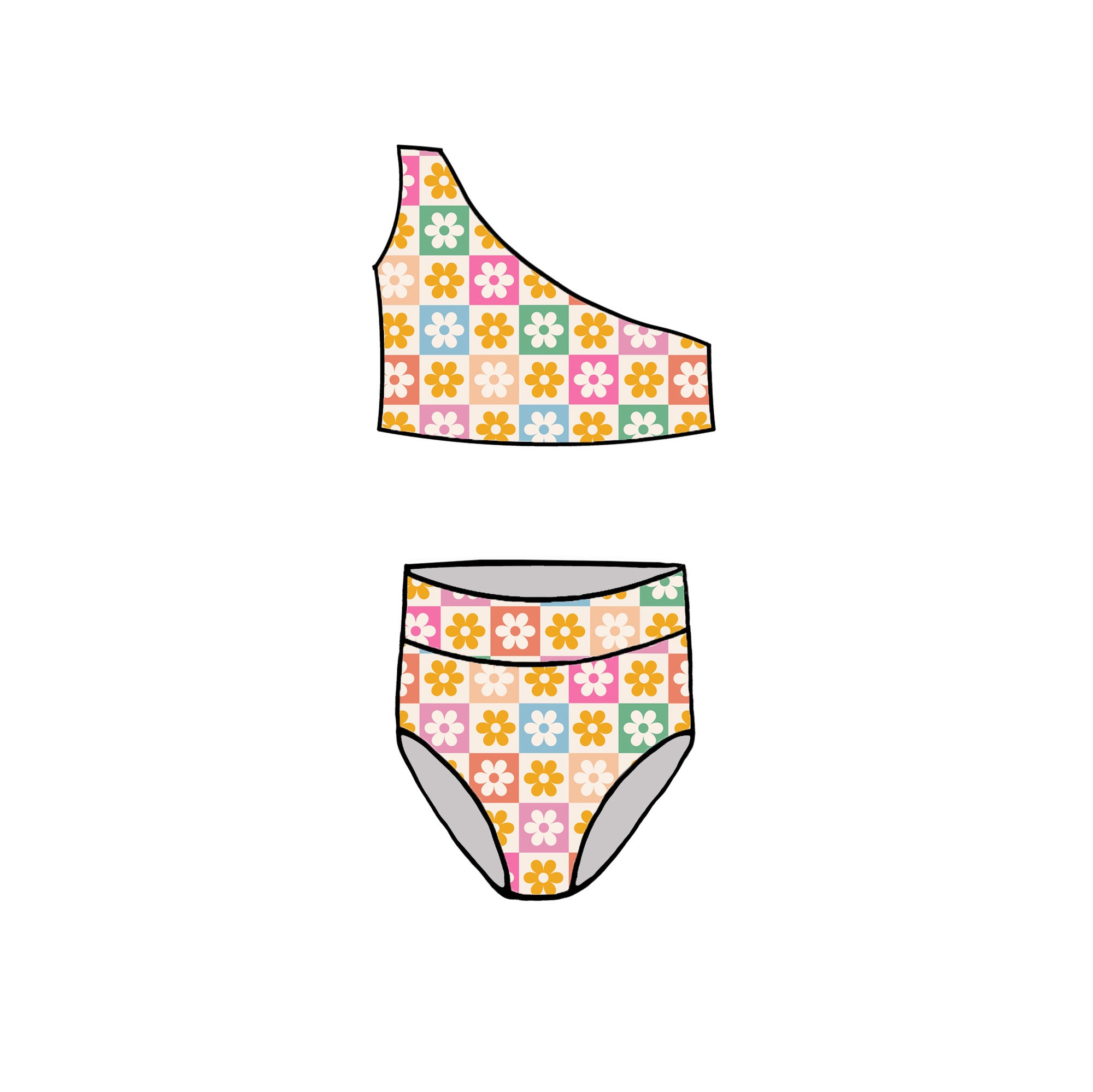 DAISY SQUARES ADULT SWIMWEAR- CHOOSE STYLE