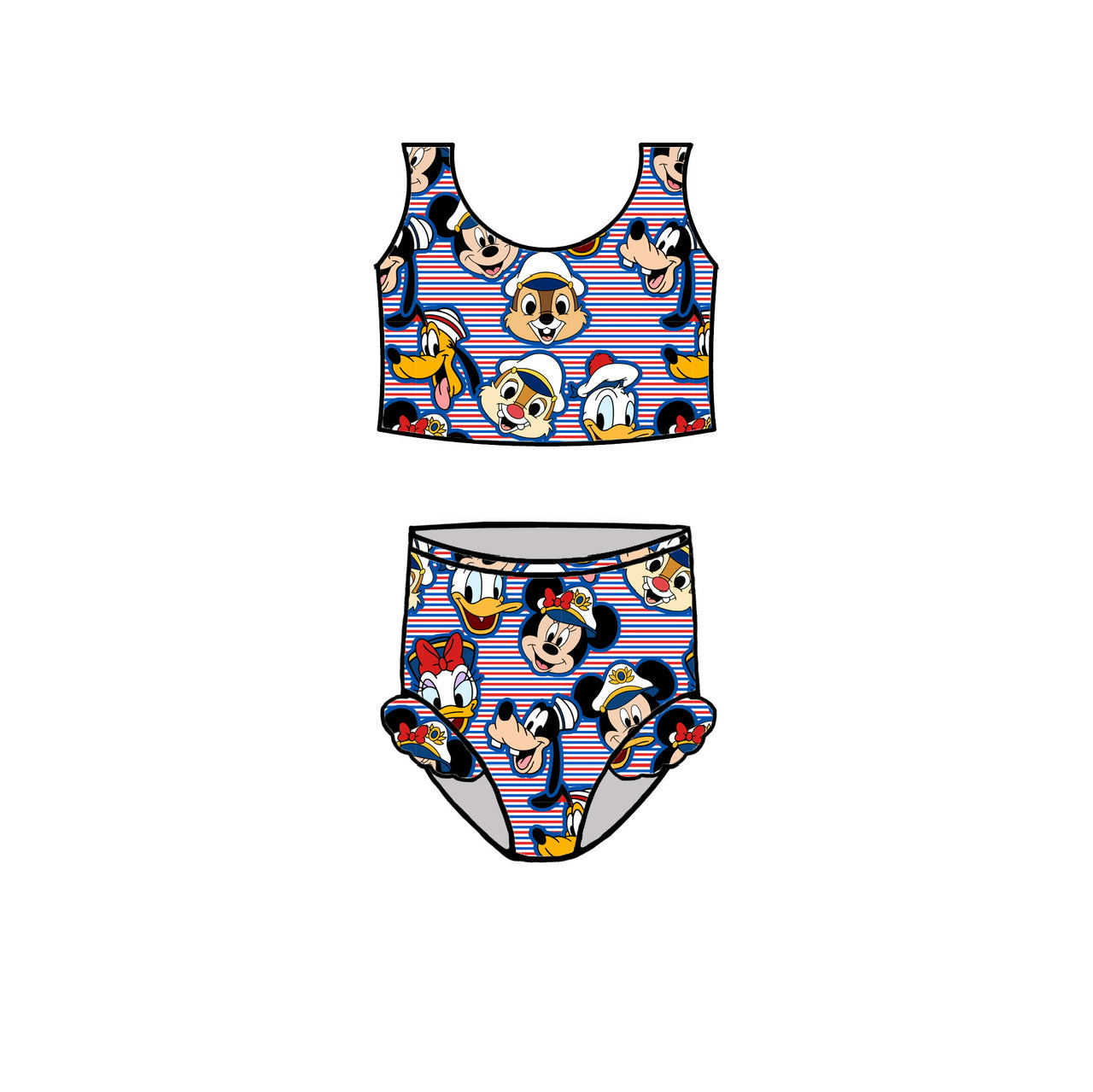 RED/BLUE SAILORS FACES KIDS SWIM - CHOOSE STYLE