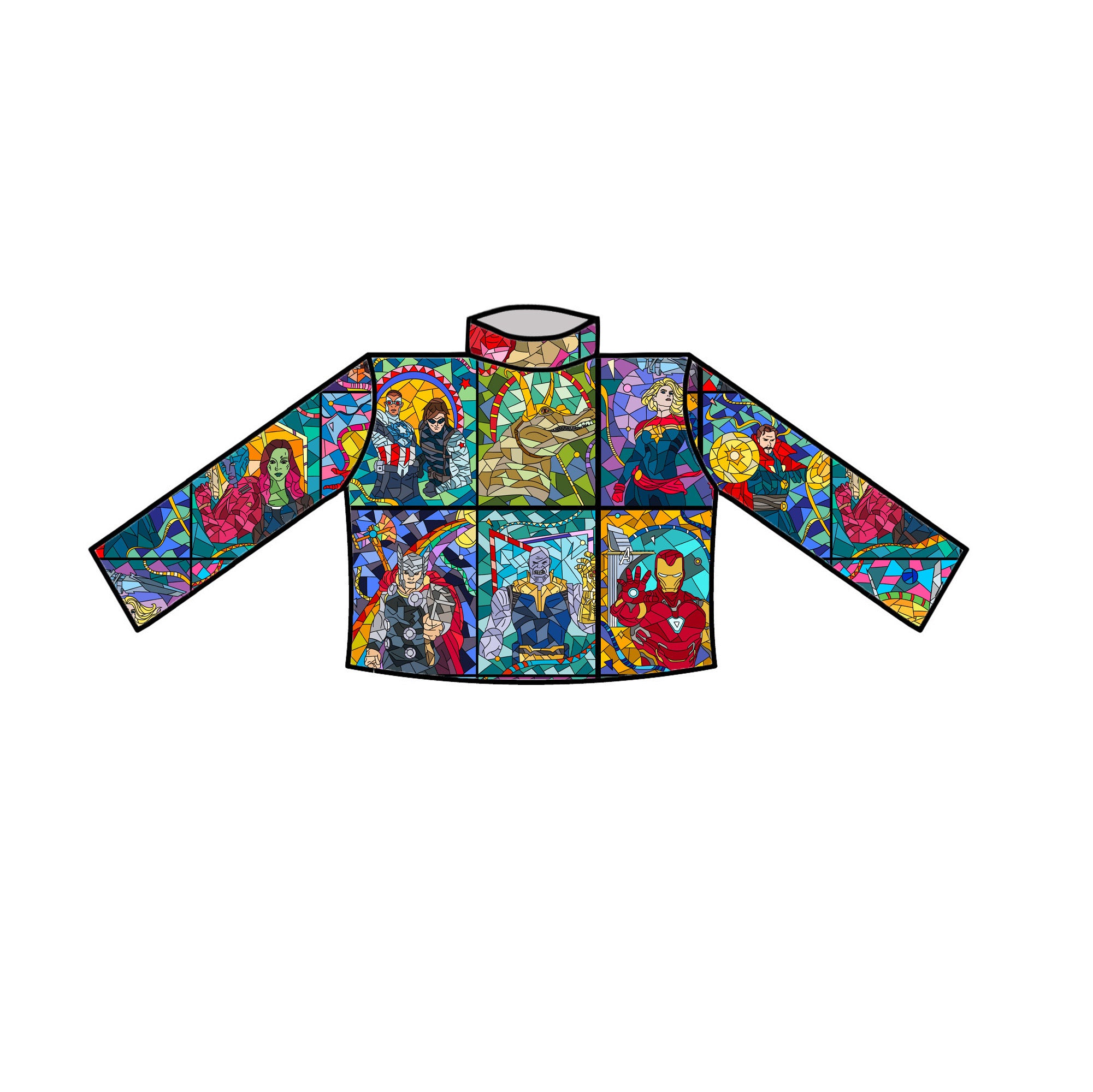 STAINED GLASS HERO  - ADULT LONG SLEEVE MOCK NECK