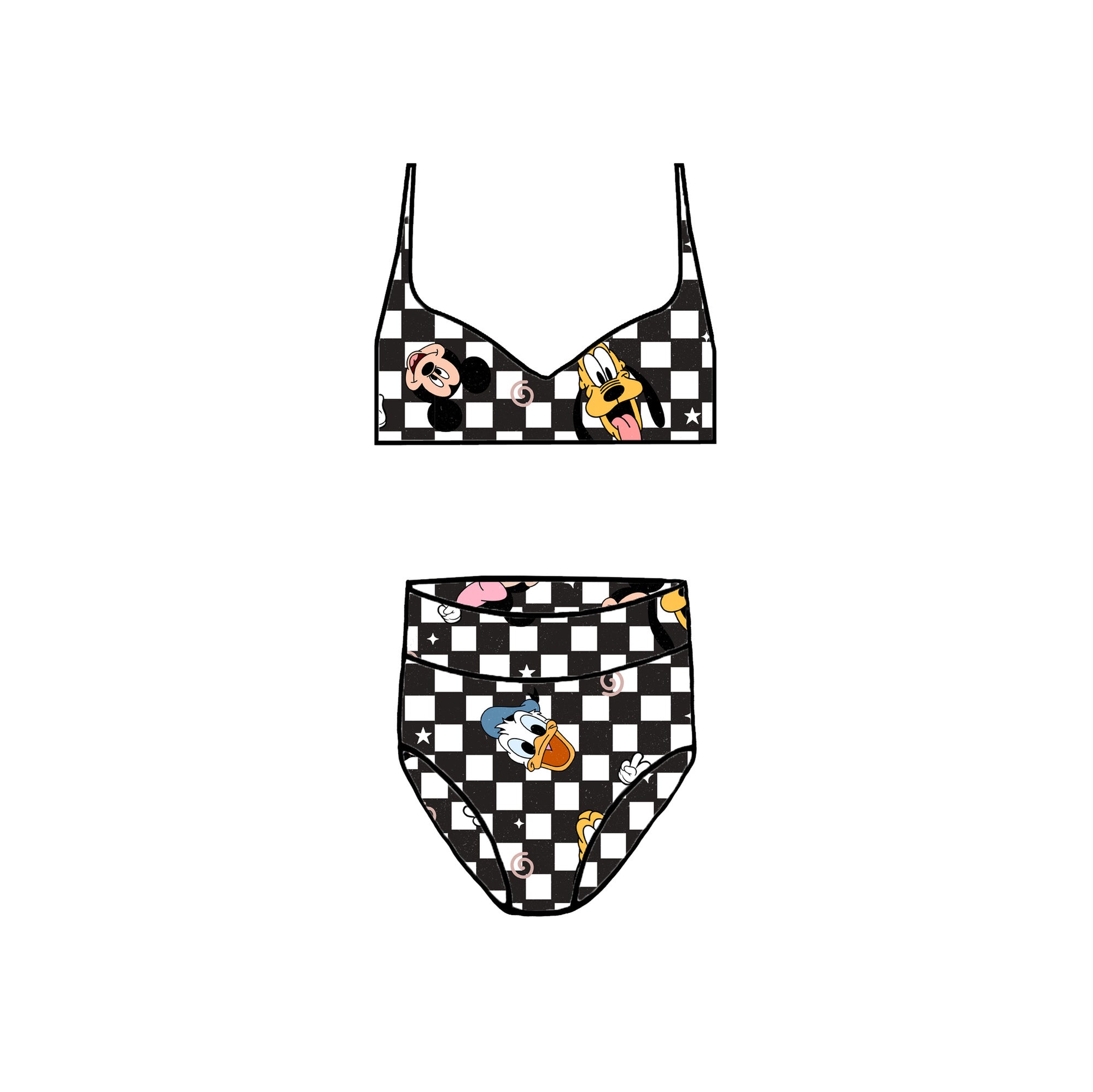 BLK/WHT FAB 5 CHECKER - ADULT SWIMWEAR- CHOOSE STYLE