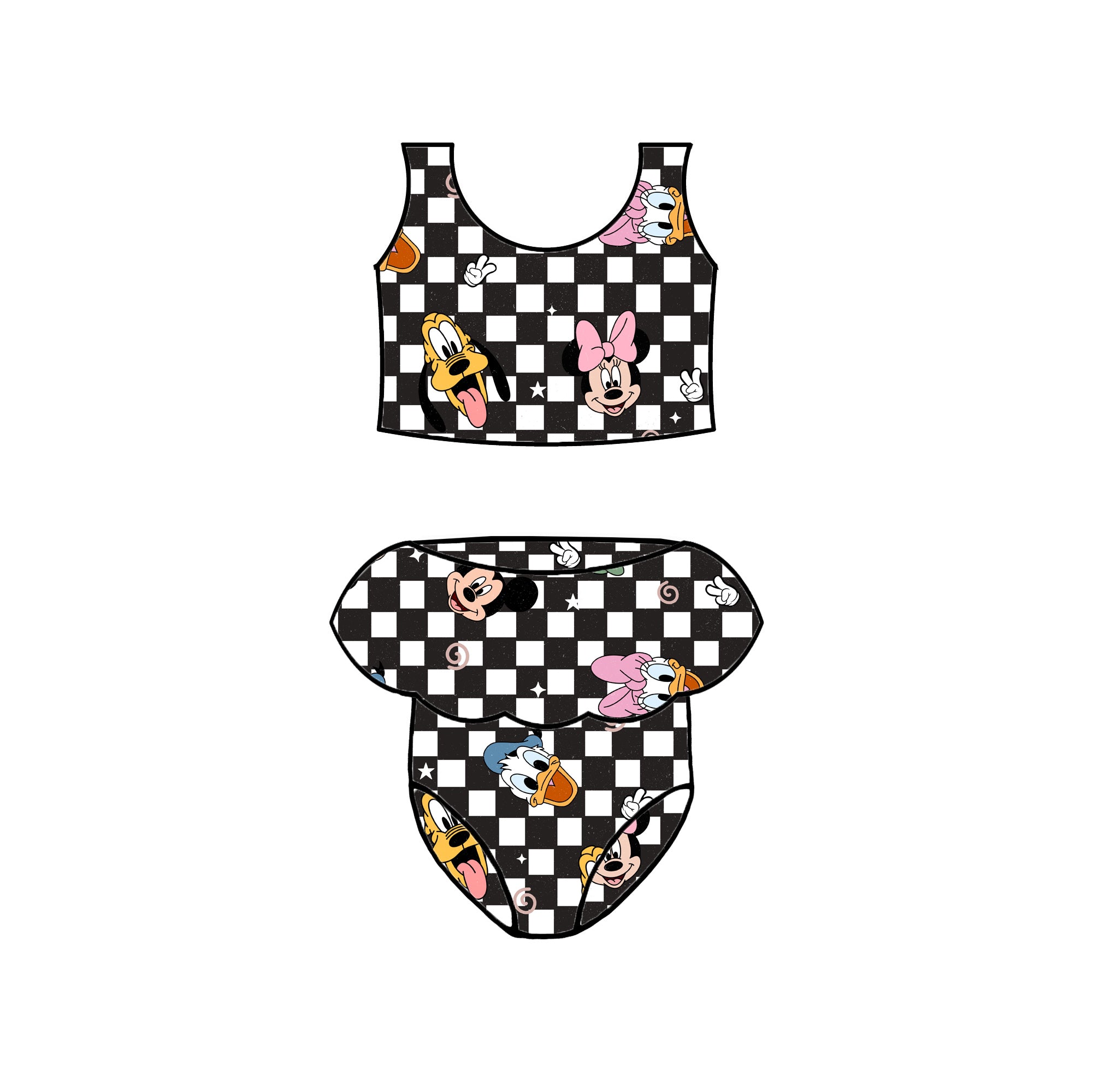 BLK/WHT FAB 5  CHECKERED KIDS SWIM - CHOOSE STYLE