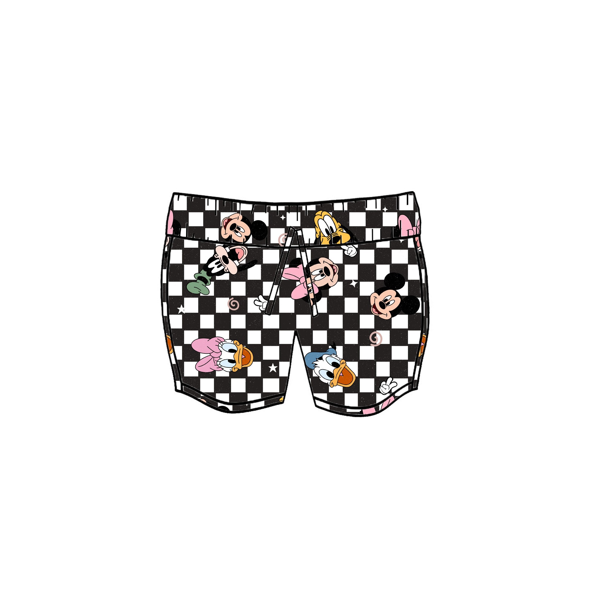 BLK/WHT FAB 5 CHECKERED - KIDS SWIM SHORTS