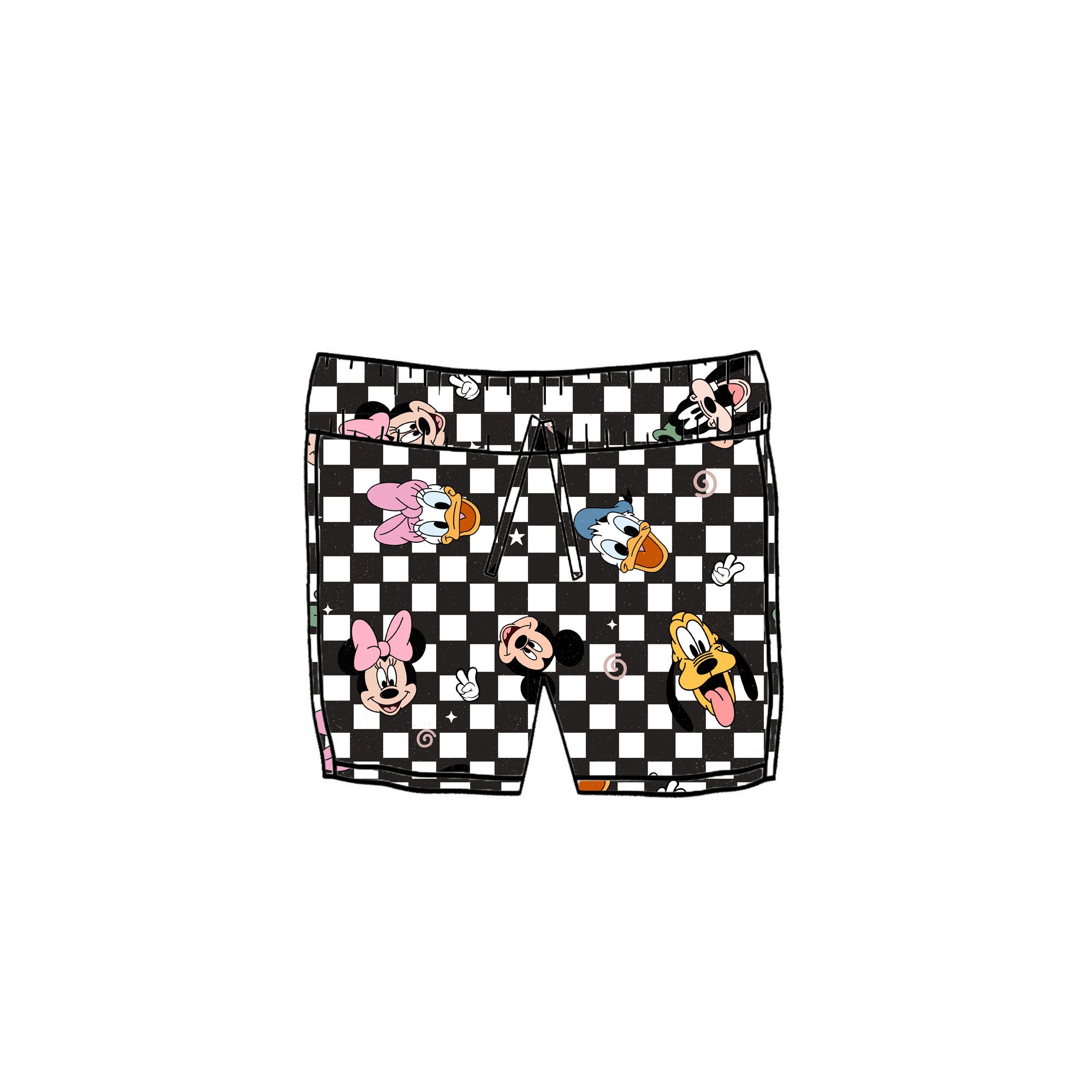 BLK/WHT FAB 5 CHECKERED - KIDS SWIM SHORTS