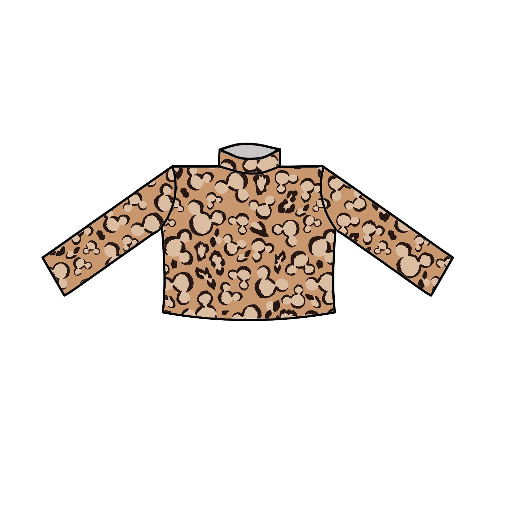 LEOPARD   - ADULT LONG SLEEVE MOCK NECK