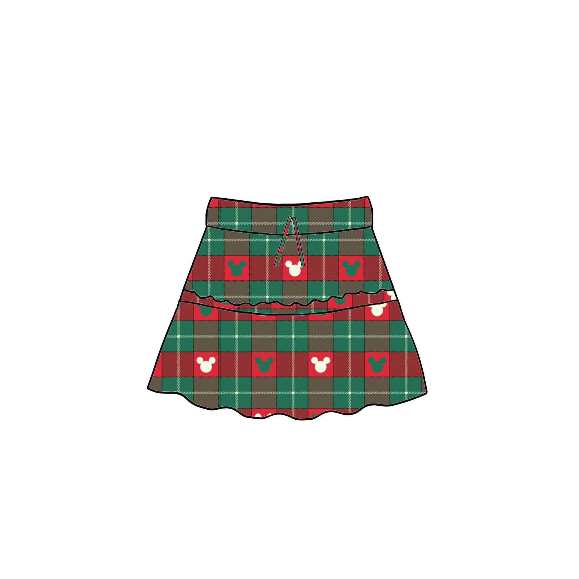 RED&GREEN PLAID - ADULT RUFFLE SKIRT