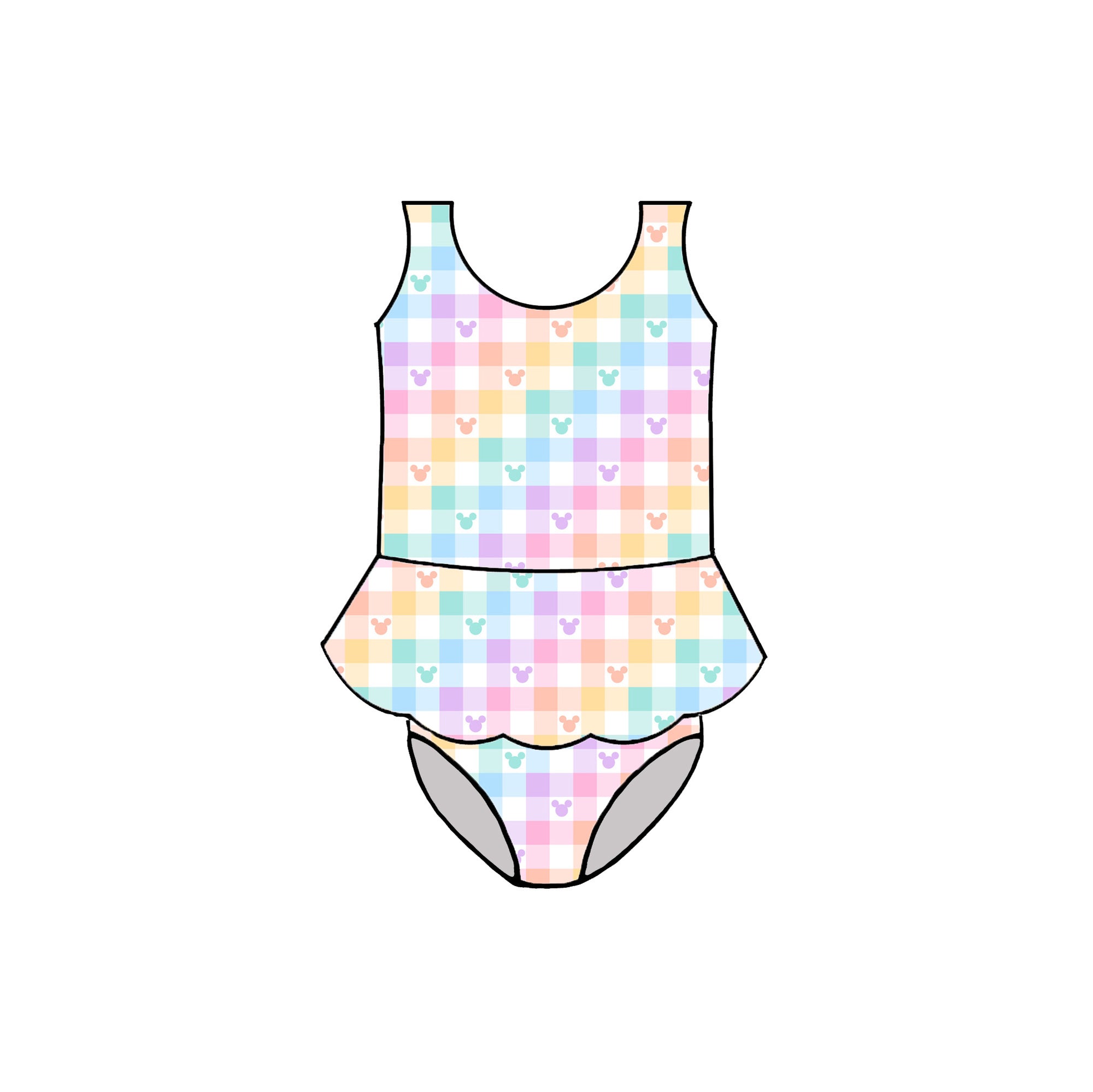 RAINBOW MOUSE GINGHAM SWIM - CHOOSE STYLE