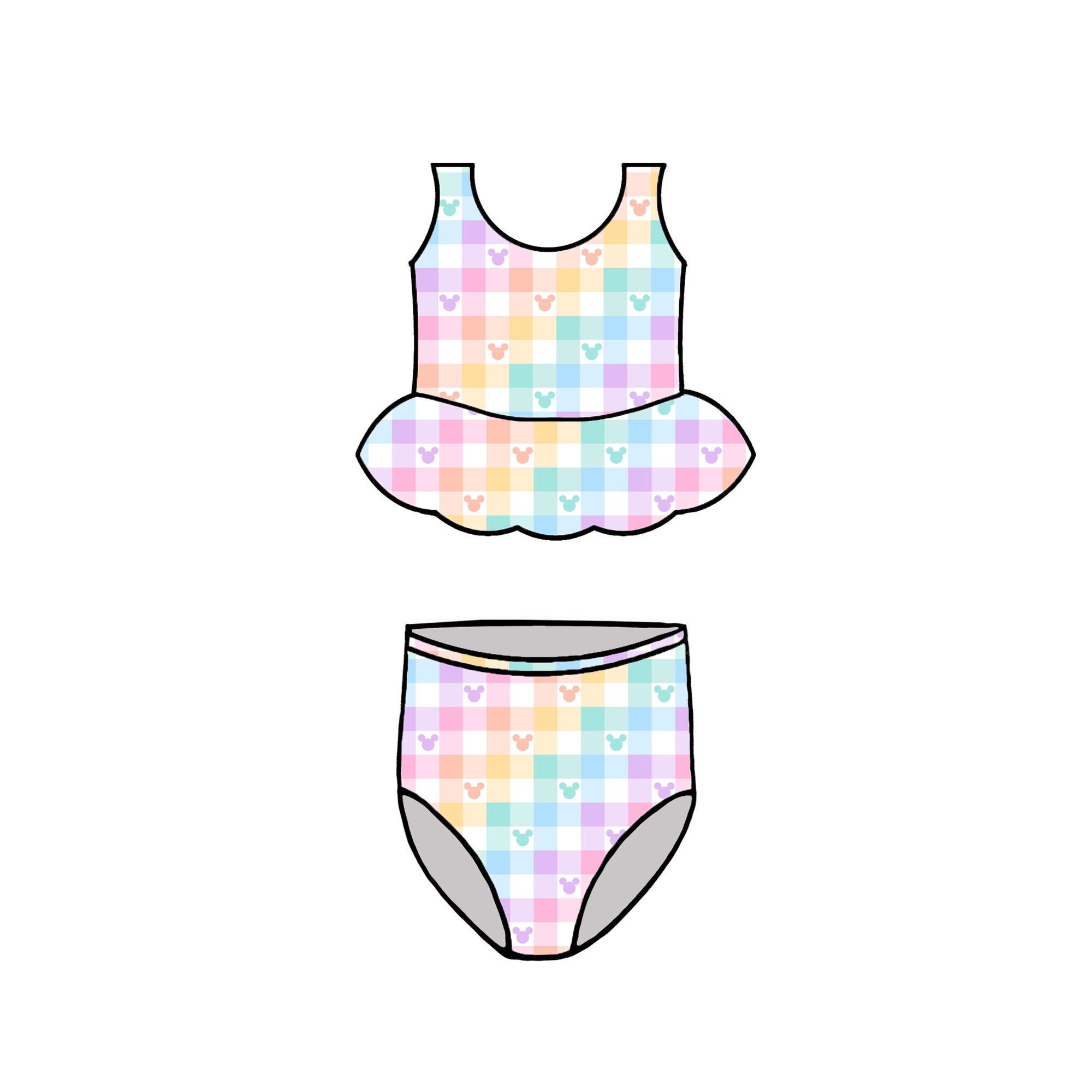 RAINBOW MOUSE GINGHAM SWIM - CHOOSE STYLE