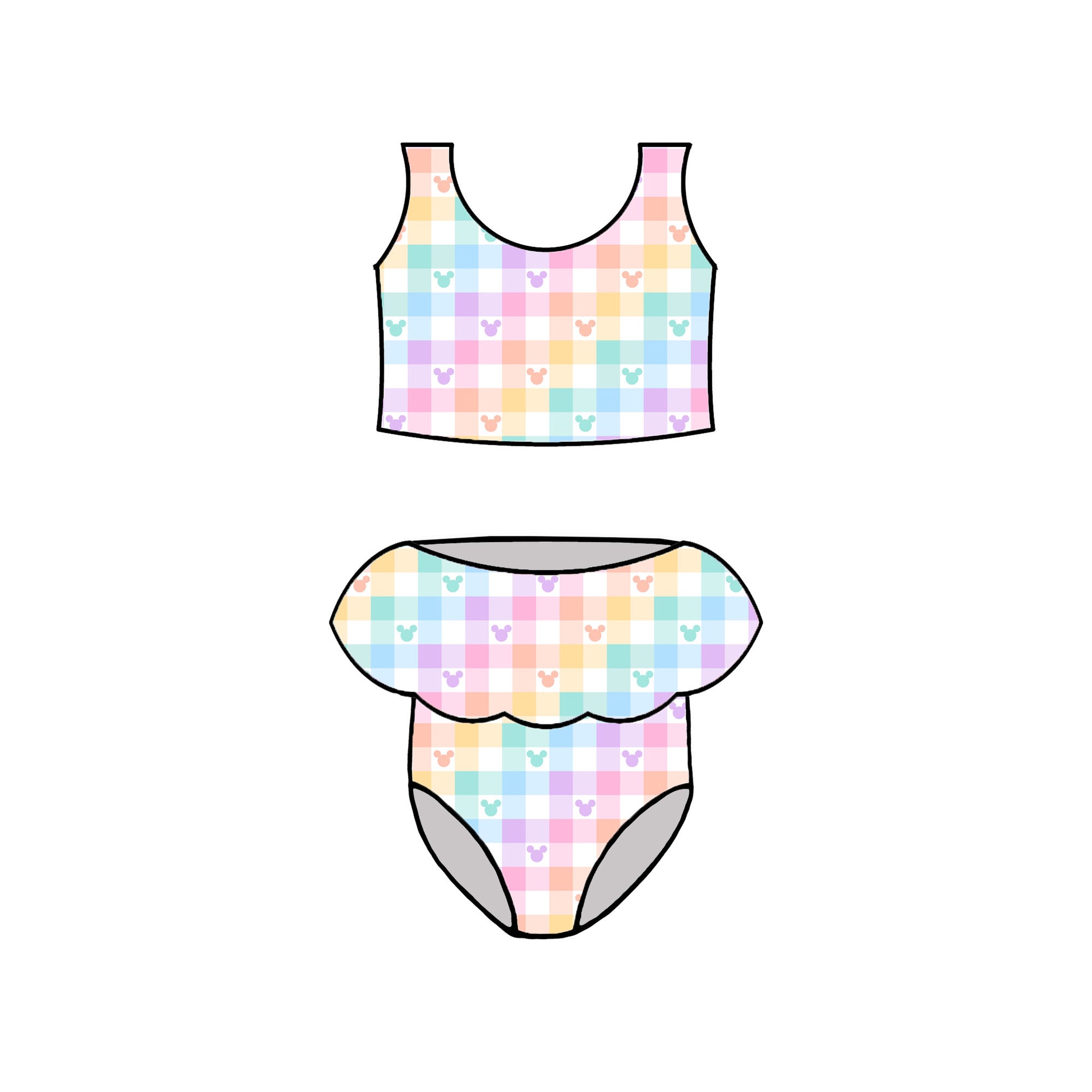 RAINBOW MOUSE GINGHAM SWIM - CHOOSE STYLE